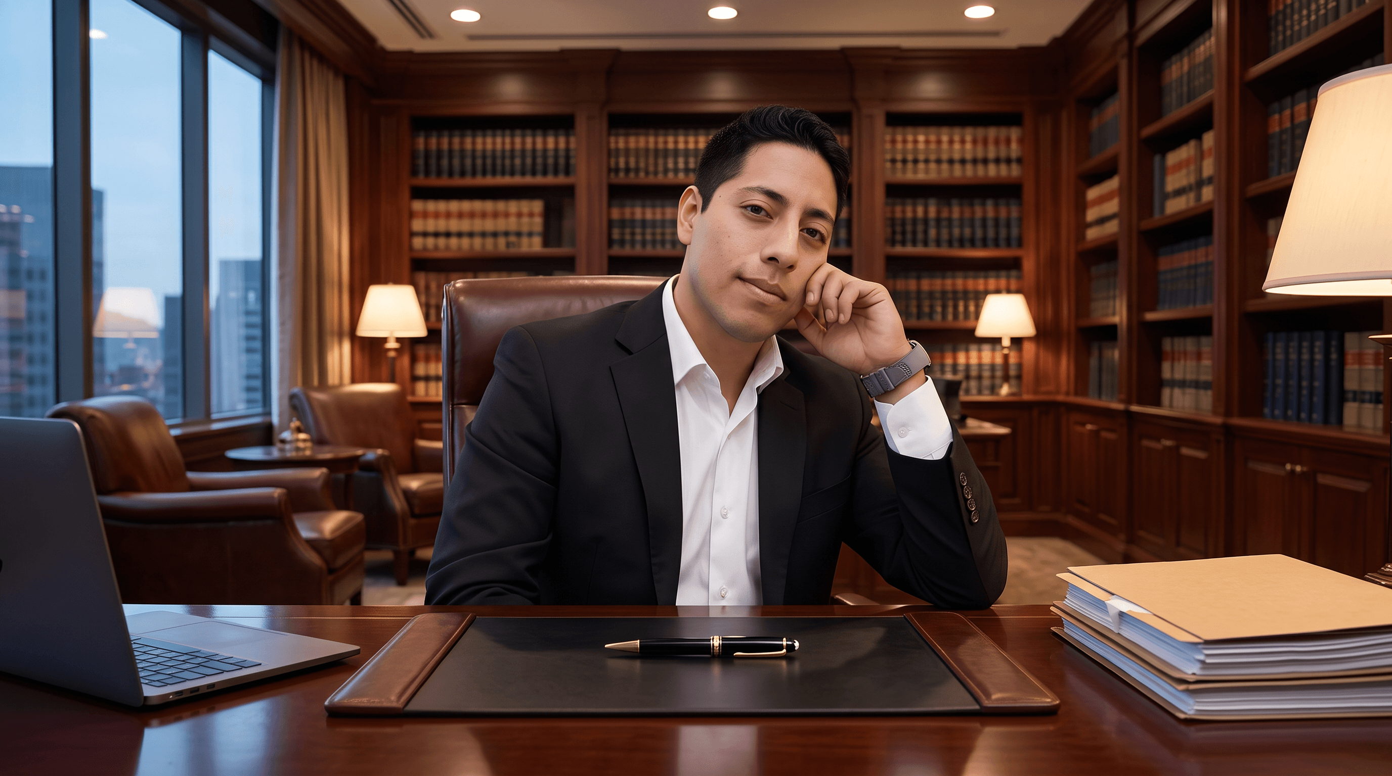 David Alejandro Alvarado Watla trabajando en una oficina